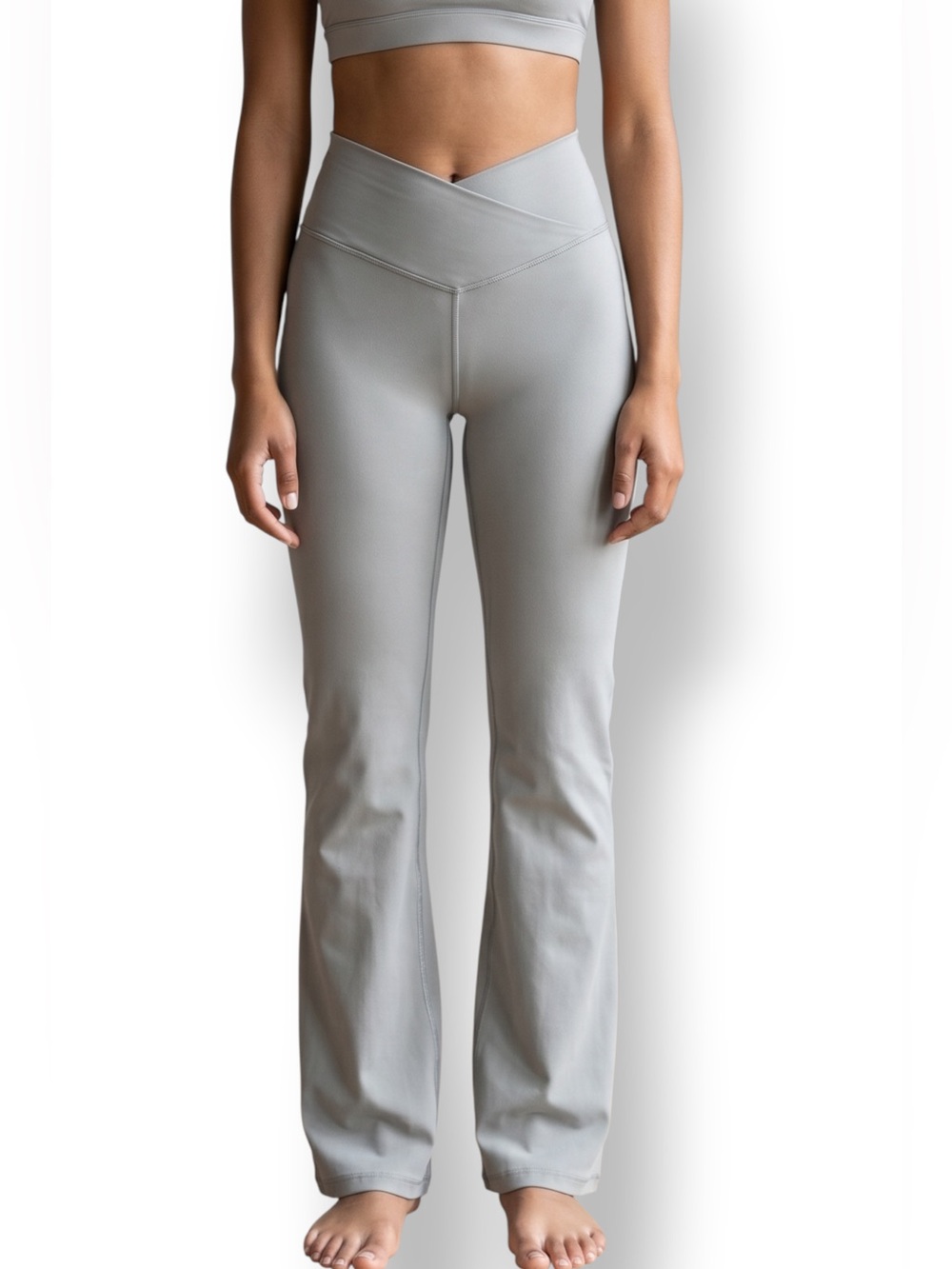 4/$20 Sunzel High Waist Flare Yoga Pants Gray Green Athletic Leggings Size M